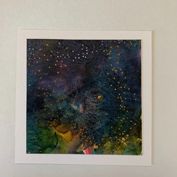 OOAK Handmade Abstract Watercolor Card Set - 6 Blank Note Cards 24K gold leaf - Picture 8 of 12